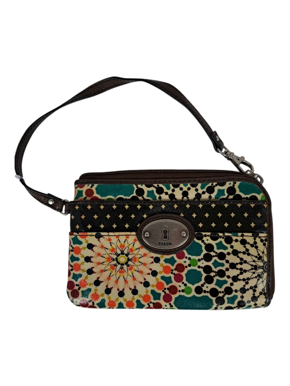 Fossil Key-Per mandala print coated‎ canvas wristlet wallet